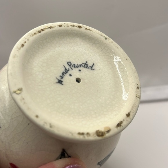 Vintage Fred Roberts Co. Porcelain twist oil/vinegar decanter w/ Cherry design - Picture 4 of 11